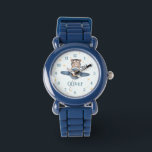 Adventure Aviation Schattige Beer Blue Plane Horloge<br><div class="desc">Breng een avontuurlijk gevoel naar de dag van uw kind met onze schattige Aviation Beer Kinder Watch! Met een leuk beer op een blauw vliegtuig is dit prachtige horloge ideaal voor jonge ontdekkingsreizigers. Het kleurrijke en speelse ontwerp maakt het leren vertellen van tijd leuk en boeiend. Met een comfortabele, verstelbare...</div>
