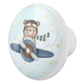 Adventure Aviation Schattige Beer Blue Plane Keramische Knop (Rechts)