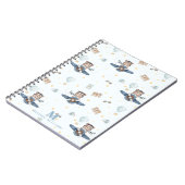 Adventure Aviation Schattige Beer Blue Plane Monog Notitieboek (Linkerzijde)