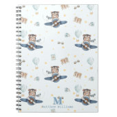 Adventure Aviation Schattige Beer Blue Plane Monog Notitieboek (Voorkant)