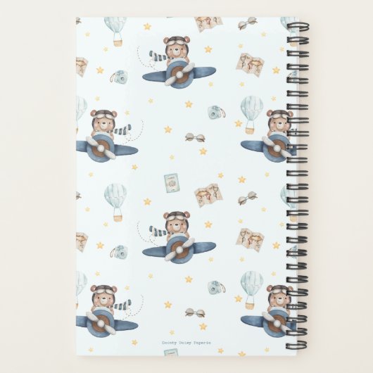 Adventure Aviation Schattige Beer Blue Plane Monog Planner (Achterkant)