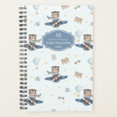 Adventure Aviation Schattige Beer Blue Plane Monog Planner (Voorkant)