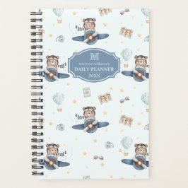 Adventure Aviation Schattige Beer Blue Plane Monog Planner