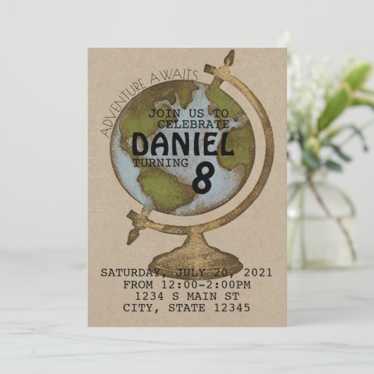 Adventure Await Birthday Kaart (Staand voorkant)