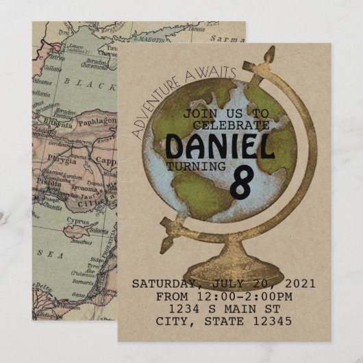 Adventure Await Birthday Kaart (Voorkant / Achterkant)