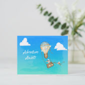 Adventure Await Hot Air Balloon Monkey Briefkaart (Staand voorkant)