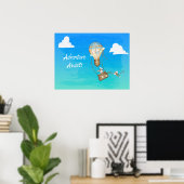 Adventure Await Hot Air Balloon Monkey Poster (Thuiskantoor)