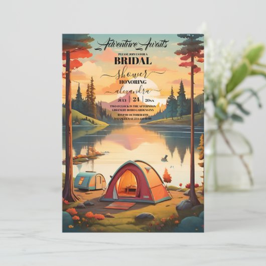 Adventure Await Mountain Forest Vrijgezellenfeest Kaart (Staand voorkant)