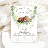 Adventure Await Woodland Beer groen Baby shower Kaart