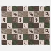 Adventure Await woodland Patchwork - groen/bruin Fleece Deken (Voorkant (Horizontaal))