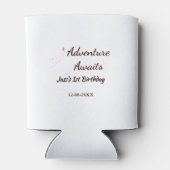 Adventure awaits 1st birthday name date planeretro blikjeskoeler (Achterkant)