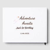 Adventure awaits 1st birthday name date planeretro gastenboek (Achterkant)