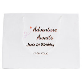 Adventure awaits 1st birthday name date planeretro groot cadeauzakje