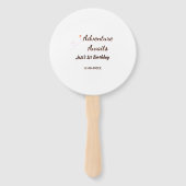 Adventure awaits 1st birthday name date planeretro handwaaier (Achterkant)