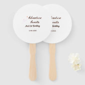 Adventure awaits 1st birthday name date planeretro handwaaier (Voorkant en achterkant)