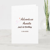 Adventure awaits 1st birthday name date planeretro kaart (Voorkant)