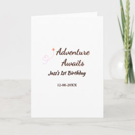 Adventure awaits 1st birthday name date planeretro kaart