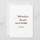 Adventure awaits 1st birthday name date planeretro kaart (Voorkant)