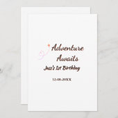Adventure awaits 1st birthday name date planeretro kaart (Voorkant / Achterkant)