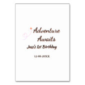 Adventure awaits 1st birthday name date planeretro kaart (Achterkant)