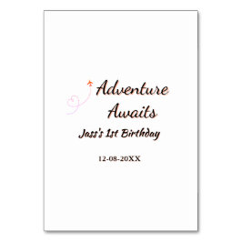 Adventure awaits 1st birthday name date planeretro kaart