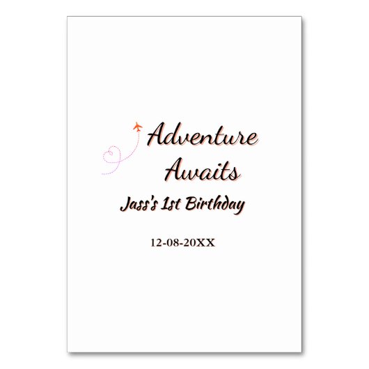 Adventure awaits 1st birthday name date planeretro kaart (Voorkant)