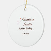 Adventure awaits 1st birthday name date planeretro keramisch ornament (Links)