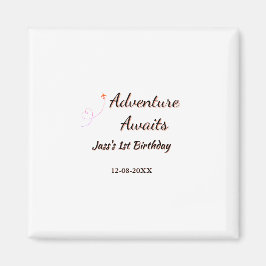 Adventure awaits 1st birthday name date planeretro magneet