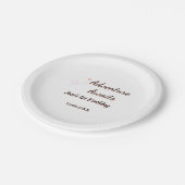 Adventure awaits 1st birthday name date planeretro papieren bordje (Gekanteld)