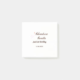 Adventure awaits 1st birthday name date planeretro post-it® notes