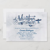 "Adventure Awaits" Aviation Baby shower Invitation Kaart (Voorkant)