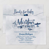 "Adventure Awaits" Aviation Baby shower Invitation Kaart (Voorkant / Achterkant)