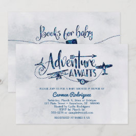 "Adventure Awaits" Aviation Baby shower Invitation Kaart