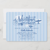 "Adventure Awaits" Aviation Baby shower Invitation Kaart (Voorkant)