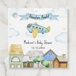 Adventure Awaits Aviator Airplane Baby Shower  Bedankjes Labels