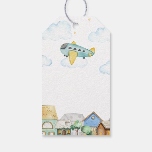 Adventure Awaits Aviator Airplane Baby Shower  Cadeaulabel (Achterkant)