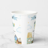 Adventure Awaits Aviator Airplane Baby Shower  Papieren Bekers (Rechts)