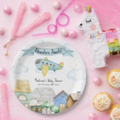 Adventure Awaits Aviator Airplane Baby Shower  Papieren Bordje (Feest)
