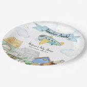 Adventure Awaits Aviator Airplane Baby Shower  Papieren Bordje (Gekanteld)
