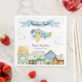 Adventure Awaits Aviator Airplane Baby Shower  Servet (Insitu)