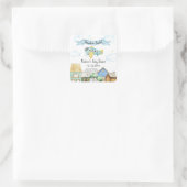 Adventure Awaits Aviator Airplane Baby Shower  Vierkante Sticker (Tas)
