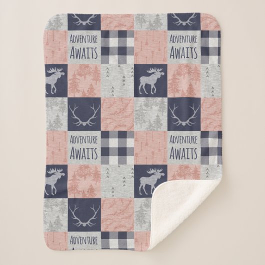 Adventure Awaits Baby Girl Minky Blanket Sherpa Deken (Voorkant)