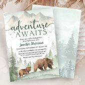 Adventure Awaits Baby Shower Bear Woodland Forest Kaart