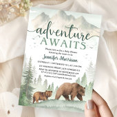 Adventure Awaits Baby Shower Bear Woodland Forest Kaart