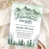 Adventure Awaits Baby Shower Rustic Green Mountain Kaart