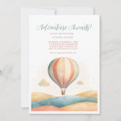 Adventure Awaits Balloon Baby Shower Invitation Kaart (Voorkant)