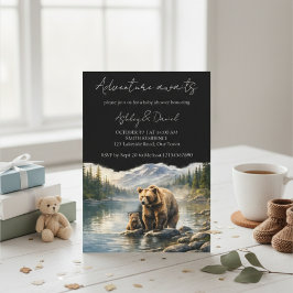 Adventure Awaits Bear & Cub Woodland Baby Shower Kaart