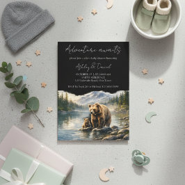 Adventure Awaits Bear & Cub Woodland Baby Shower Kaart