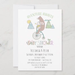 Adventure Awaits Beer Bunny Bike Baby shower Kaart