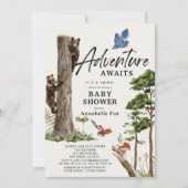 Adventure Awaits Beer Cub Twins Forest Baby shower Kaart (Voorkant)